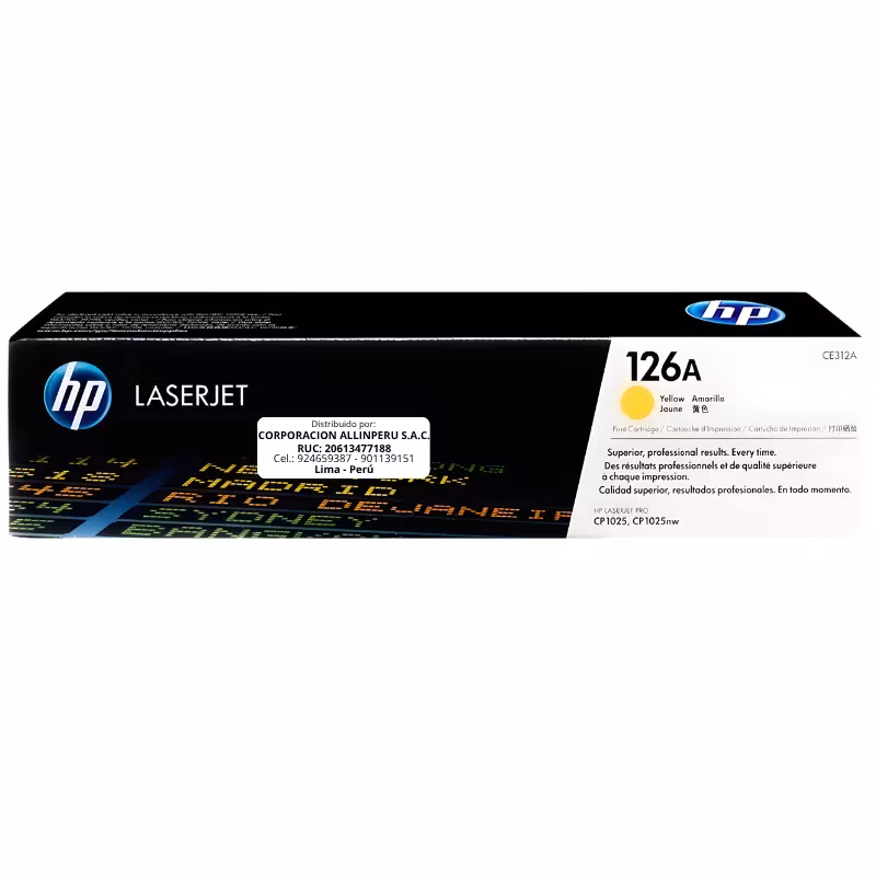 Foto de tóner HP 126A amarillo CE312A original vista frontal