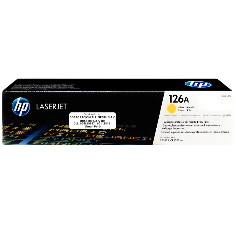 Foto de tóner HP 126A amarillo CE312A original vista frontal