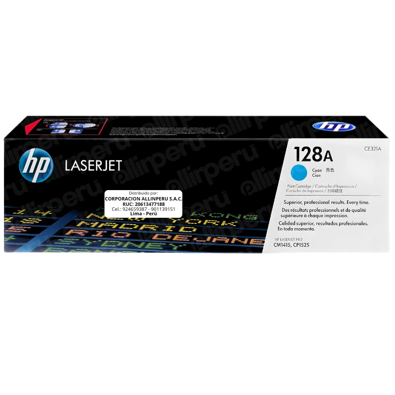 Toner HP 128A Cian CE321A para LaserJet Pro CM1415 CP1525 Toner HP 128A Cian CE321A para LaserJet Pro CM1415 CP1525