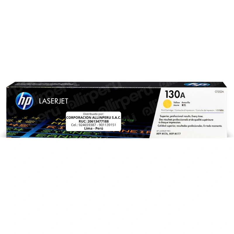 Toner HP 130A Amarillo CF352A para LaserJet M176 y M177 Toner HP 130A Amarillo CF352A para LaserJet M176 y M177