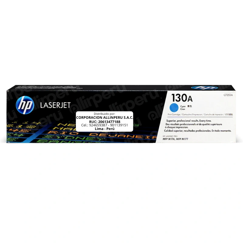 Toner HP 130A Cian CF351A para LaserJet M176 y M177 Toner HP 130A Cian CF351A para LaserJet M176 y M177