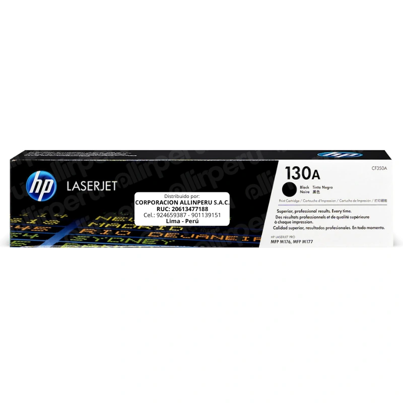 Toner HP 130A Negro CF350A para LaserJet M176 y M177 Toner HP 130A Negro CF350A para LaserJet M176 y M177