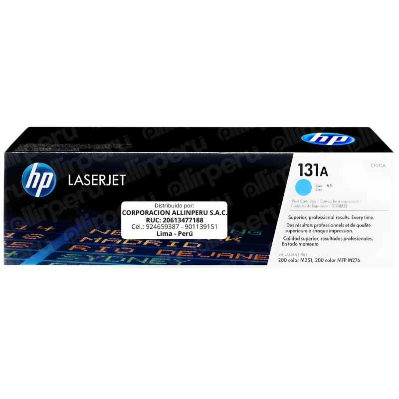 Toner HP 131A Cian CF211A para LaserJet M251 M276 Toner HP 131A Cian CF211A para LaserJet M251 M276