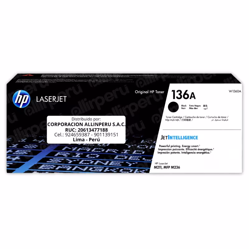Toner HP 136A W1360A para LaserJet M135 M148