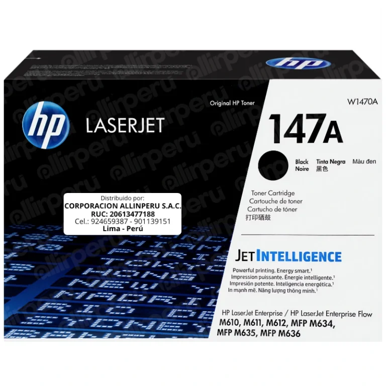 Toner HP 147A Negro W1470A para LaserJet M610 M611 M612 M634 M635 M636