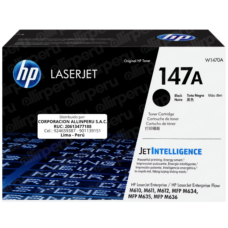 Toner HP 147A Negro W1470A para LaserJet M610 M611 M612 M634 M635 M636