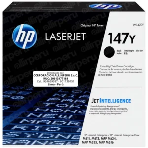 Toner HP 147Y Negro W1470Y LaserJet M611 M612 M634 M635 M636