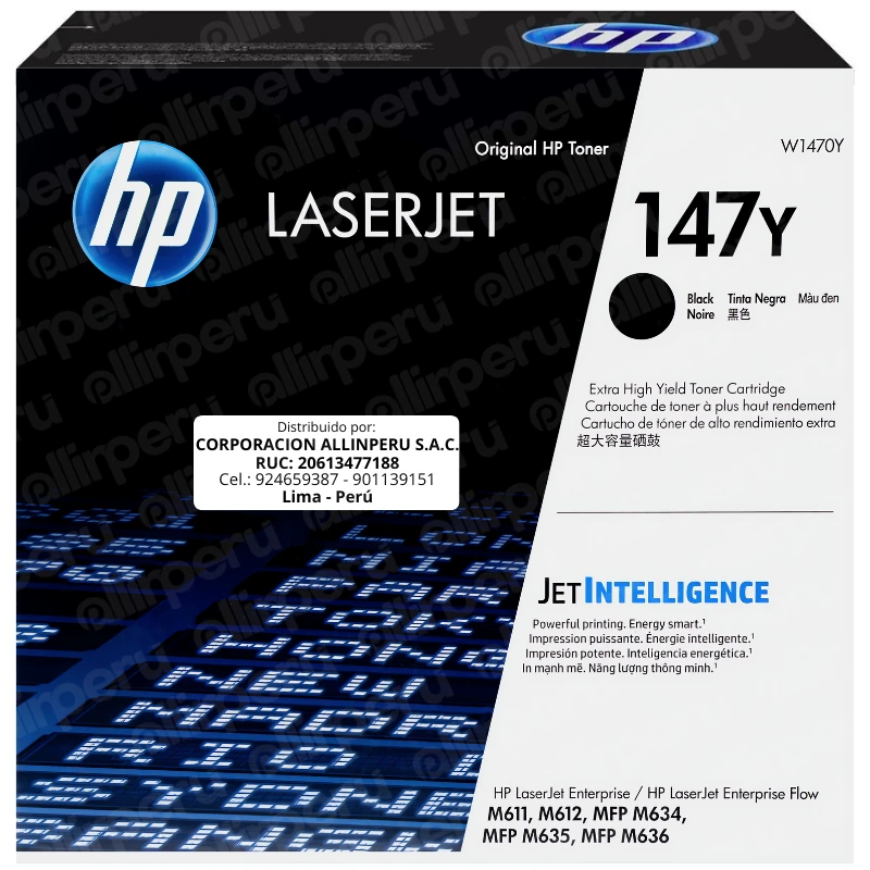 Toner HP 147Y Negro W1470Y LaserJet M611 M612 M634 M635 M636