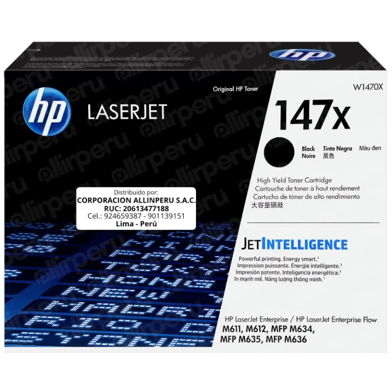 Toner HP 147x Negro W1470X para LaserJet M610 M611 M612 M634 M635 M636