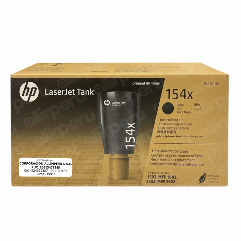 Tóner HP 154X W1540X Negro Original - Kit Recarga LaserJet MFP M428 M404 - Alto Rendimiento