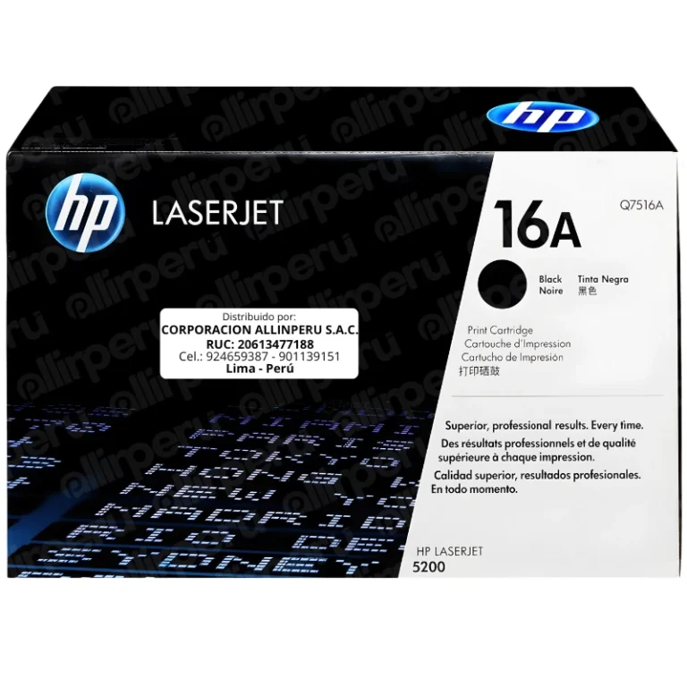 Toner HP 16A Negro Q7516A para LaserJet 5200