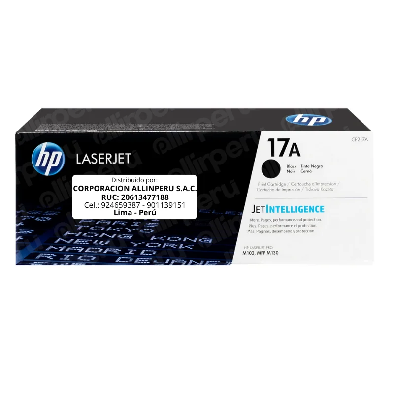 Toner HP 17A Negro CF217A para LaserJet Pro M102 M130