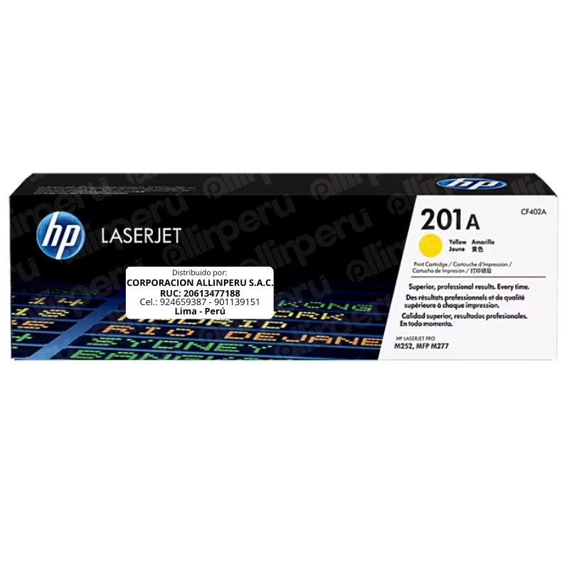 Toner HP 201A Amarillo CF402A para LaserJet M252, M274, M277