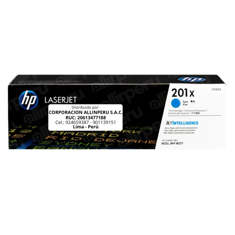 Toner HP 201X Cian CF401X para LaserJet M277 M252 M274
