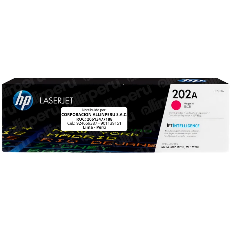 Toner HP 202A Magenta CF503A para LaserJet Pro M254 M280 y M281 Toner HP 202A Magenta CF503A para LaserJet Pro M254 M280 y M281