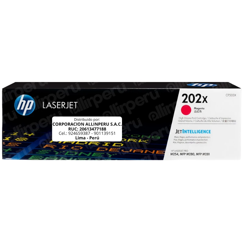 Toner HP 202X Magenta CF503X para LaserJet M254 M281 y M280 Toner HP 202X Magenta CF503X para LaserJet M254 M281 y M280