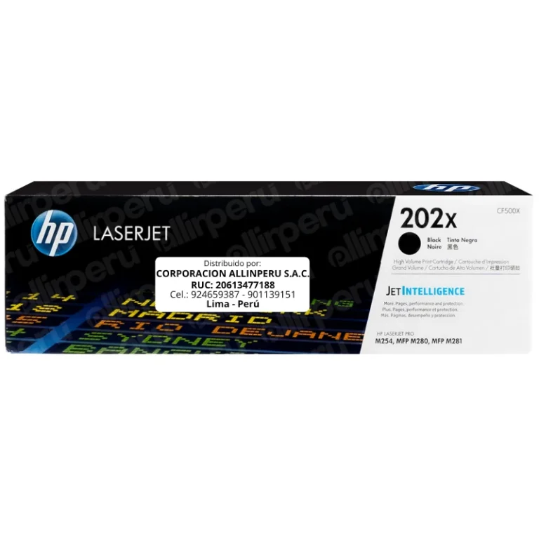 Toner HP 202X Negro CF500X para LaserJet M254 M281 y M280