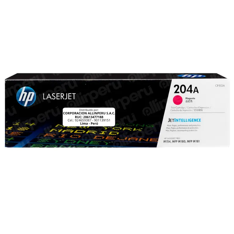 Tóner HP 204A Magenta CF513A para LaserJet M181 M154 Tóner HP 204A Magenta CF513A para LaserJet M181 M154