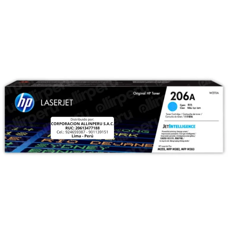 Tóner HP 206A Cyan W2111A para LaserJet M255 M282 M290