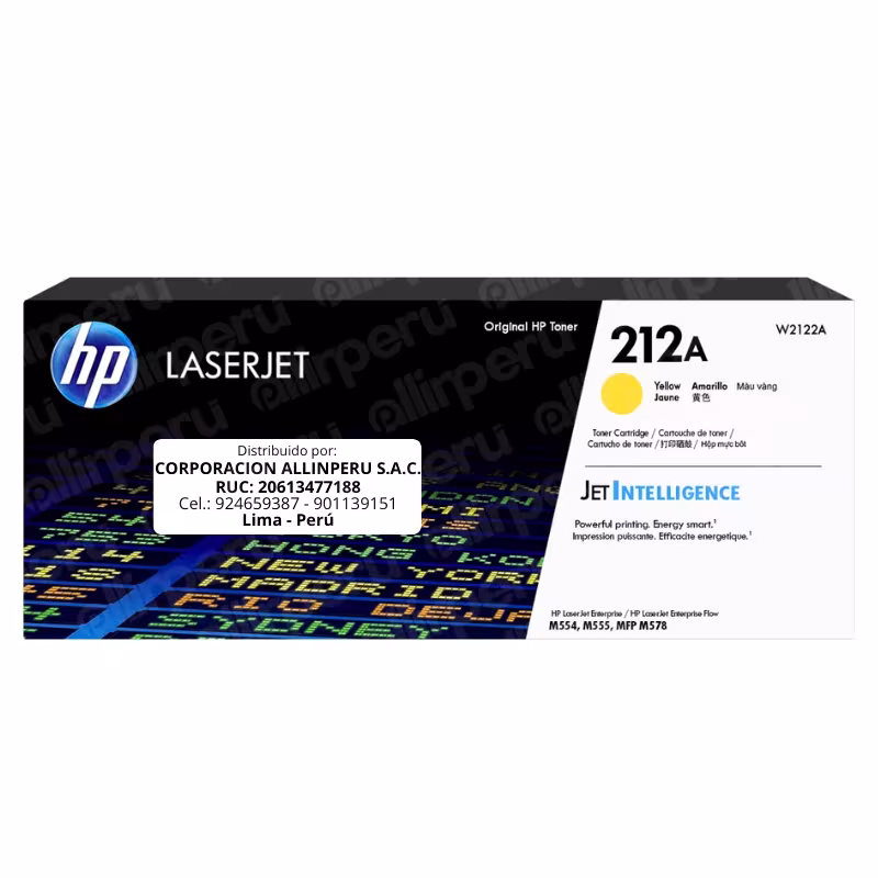 Tóner HP 212A Amarillo W2122A LaserJet Enterprise M555 M554 M578