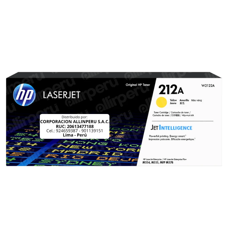 Tóner HP 212A Amarillo W2122A LaserJet Enterprise M555 M554 M578