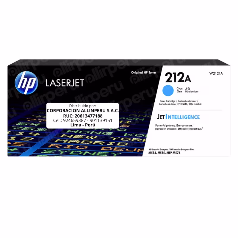 Tóner HP 212A Cyan W2121A LaserJet Enterprise M555 / M554 / M578