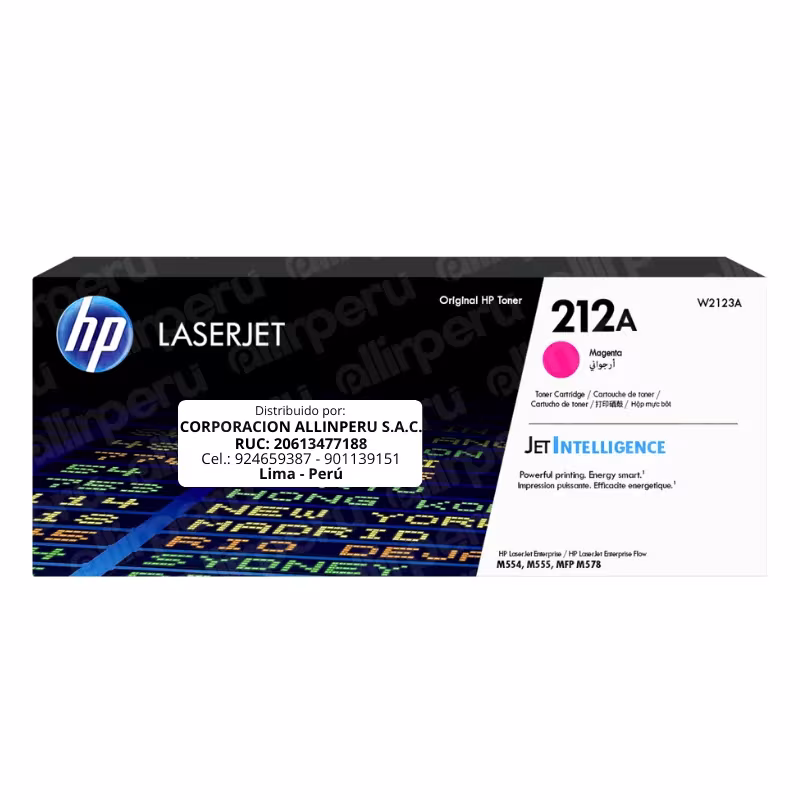 Tóner HP 212A Magenta W2123A LaserJet Enterprise M555 M554 M578