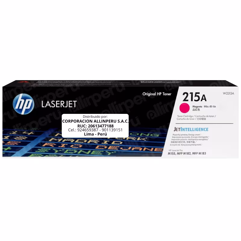 Foto de tóner HP 215A magenta W2313A caja frontal