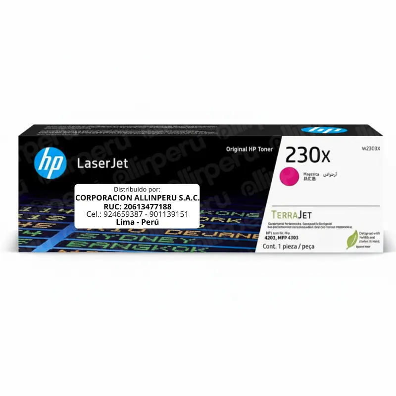 Tóner HP 230X Magenta W2303X LaserJet 4203 4303
