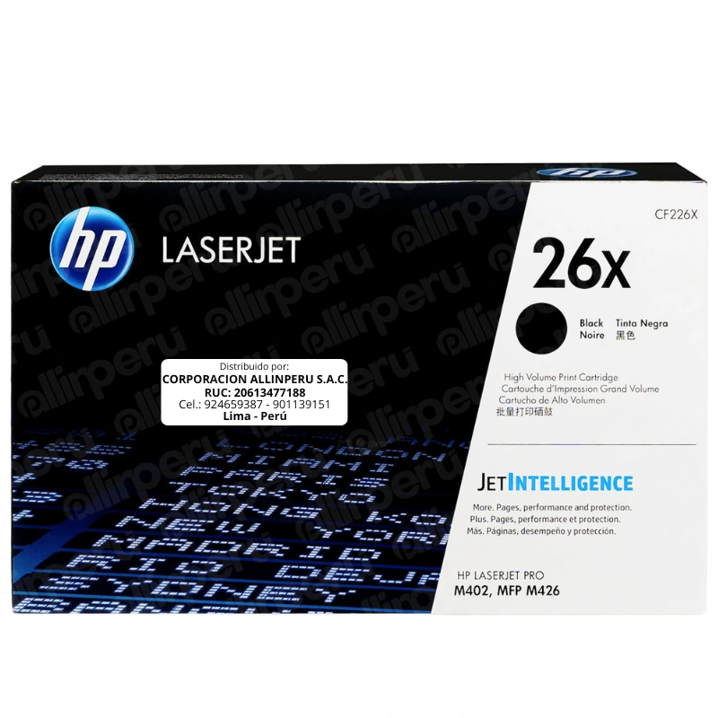 Toner HP 26X Negro CF226X para LaserJet M402 M426