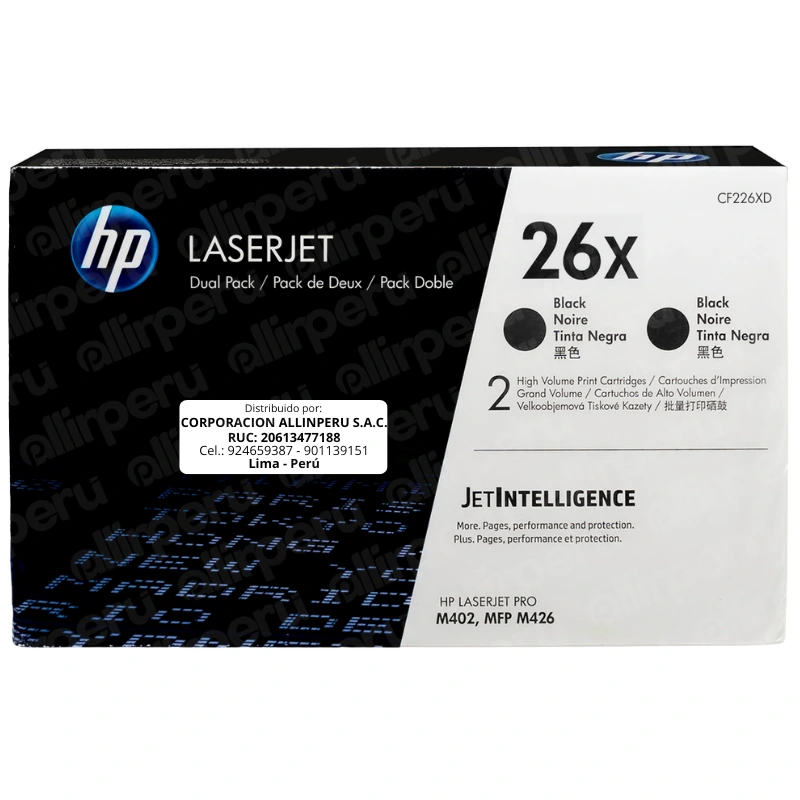 Toner HP 26XD Negro CF226XD para LaserJet M402 M426
