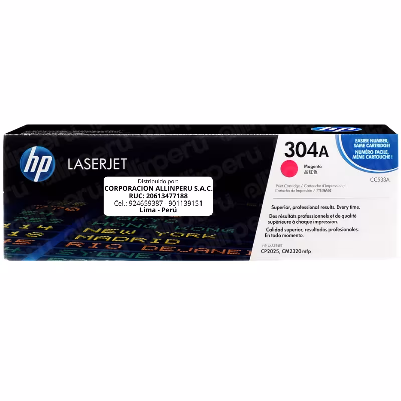 Toner HP 304A Magenta CC533A para LaserJet CM2320 y CP2025