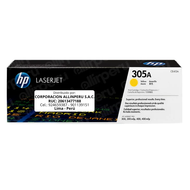 Toner HP 305A Amarillo CE412A para LaserJet Pro M451 M475 M351 M375