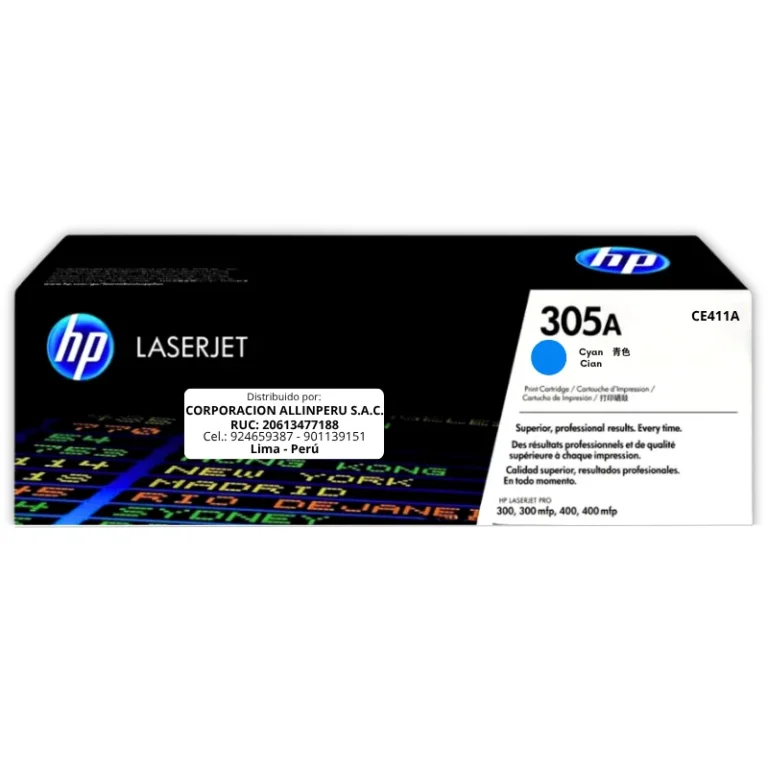 Tóner HP 305A Cian CE411A original frontal