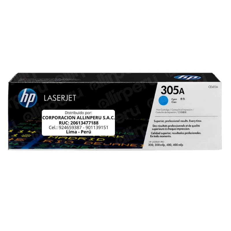 Toner HP 305A Cyan CE411A para LaserJet Pro M451 M475 M351 M375