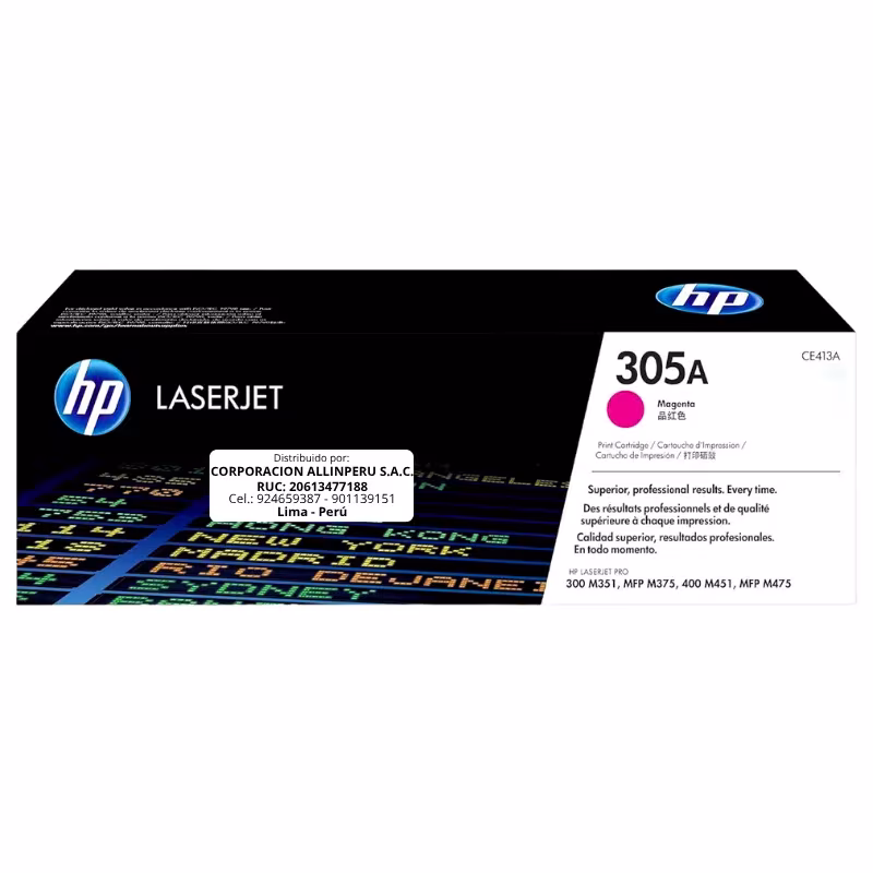 Tóner HP 305A Magenta CE413A original vista frontal