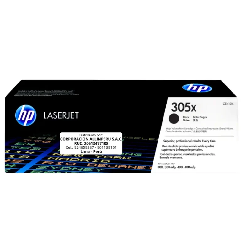 Foto de toner HP 305X CE410X negro original AllinPerú