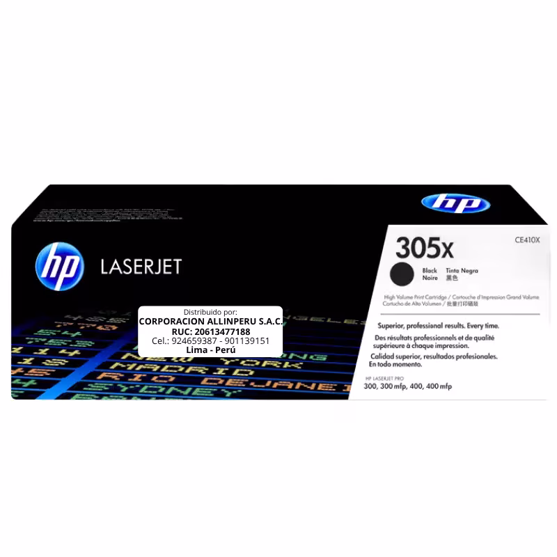 Foto de toner HP 305X CE410X negro original AllinPerú