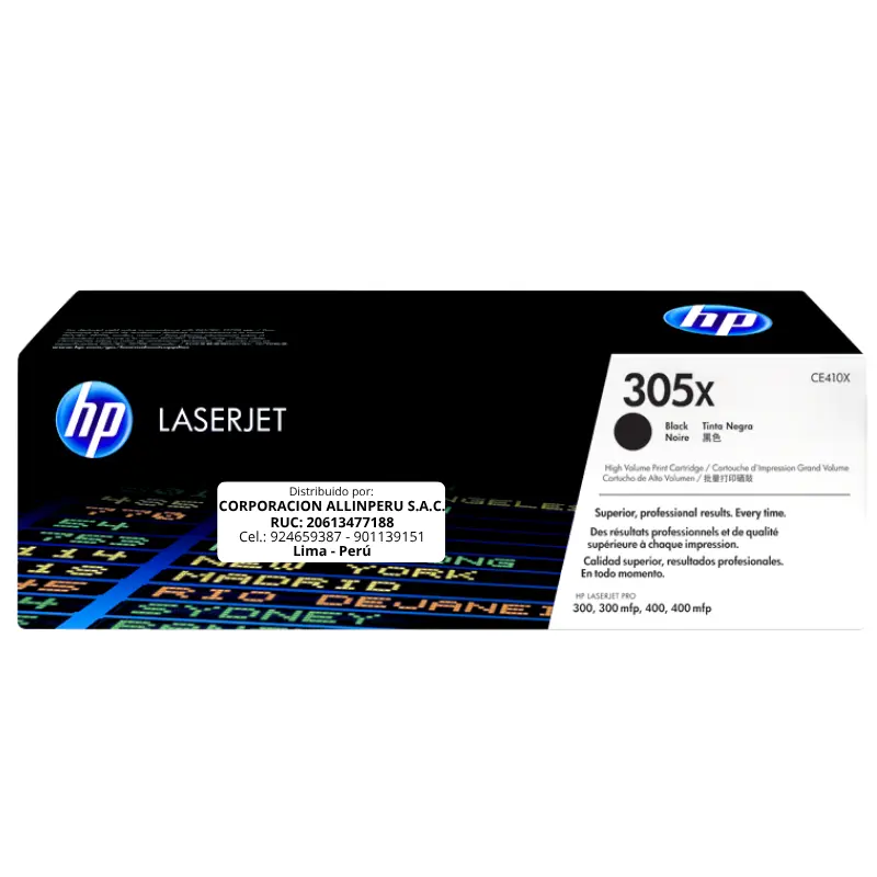 Foto de toner HP 305X CE410X negro original AllinPerú