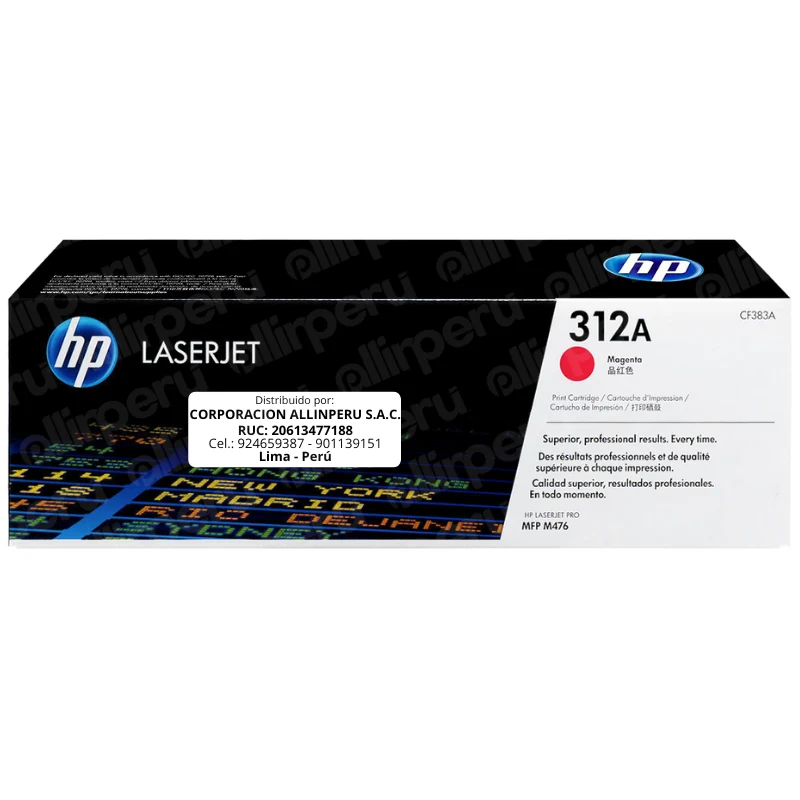 Toner HP 312A Magenta CF383A para LaserJet Pro M476 Toner HP 312A Magenta CF383A para LaserJet Pro M476
