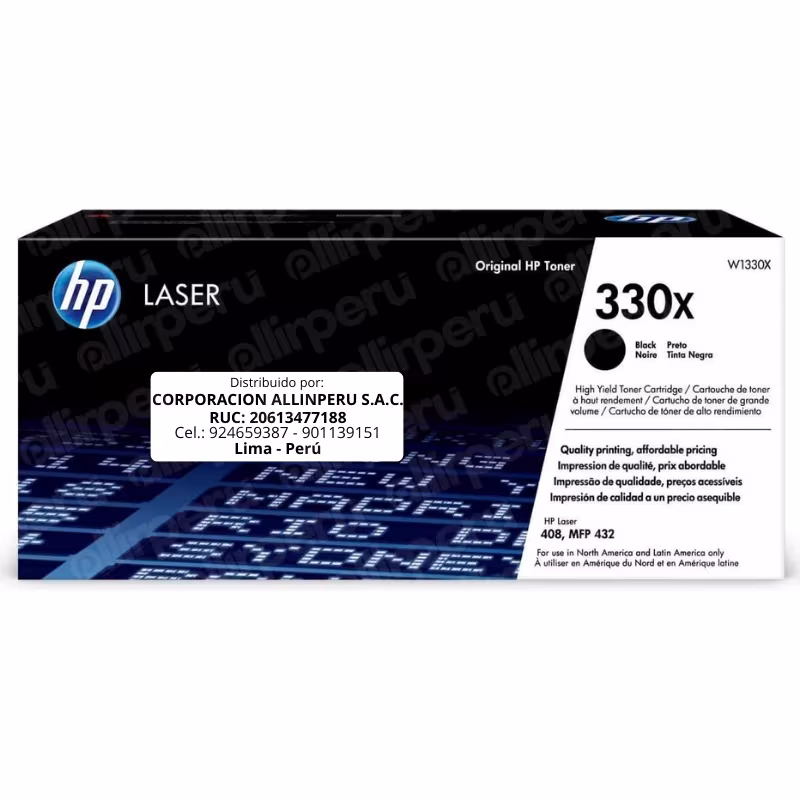 Tóner HP 330X W1330X Negro para LaserJet Pro 408 432