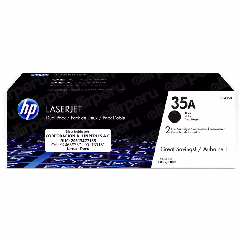 Foto de tóner HP 35AD CB435AD negro dual pack