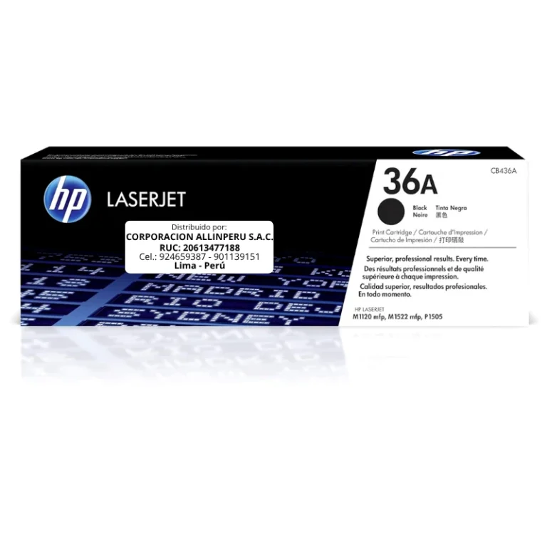 Foto de tóner HP 36A negro CB436A frontal