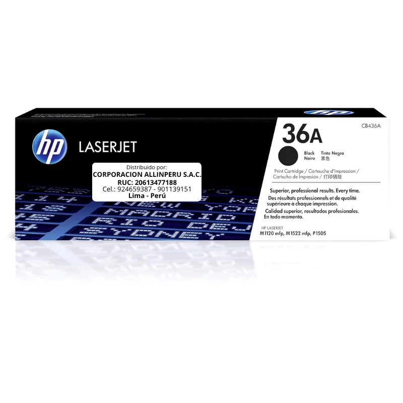 Foto de tóner HP 36A negro CB436A frontal