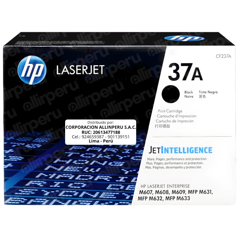 Toner HP 37A Negro CF237A para LaserJet M607 M608 M609