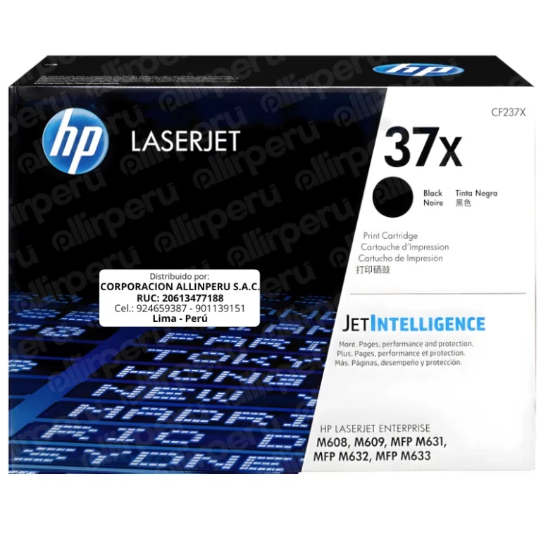 Toner HP 37X Negro CF237X para LaserJet M608 M609 M631 M632 M633