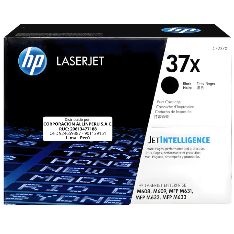 Foto de tóner HP 37X negro CF237X original de alta capacidad en vista frontal