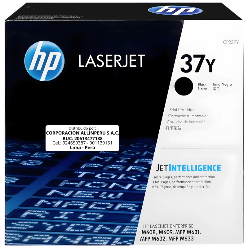Foto de tóner HP 37Y negro CF237Y original de capacidad extra alta en vista frontal
