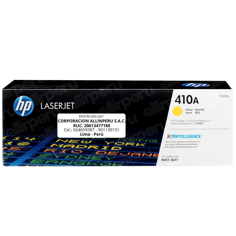 Toner HP 410A Amarillo CF412A para LaserJet M452 M477 M377 Toner HP 410A Amarillo CF412A para LaserJet M452 M477 M377