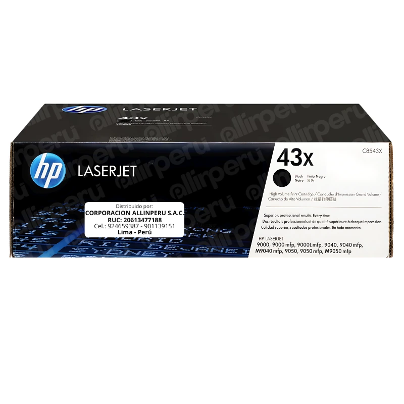Toner HP 43X Negro C8543X para LaserJet 9000 9040 9050 M9040 M9050N